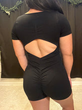 Load image into Gallery viewer, Cut out back work out romper - black
