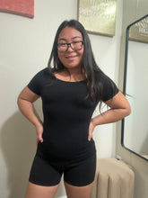 Load image into Gallery viewer, Cut out back work out romper - black
